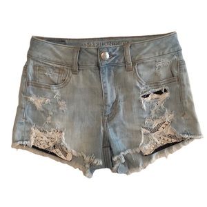 EUC American Eagle Hi Rise Shortie Jean Short • Size 0